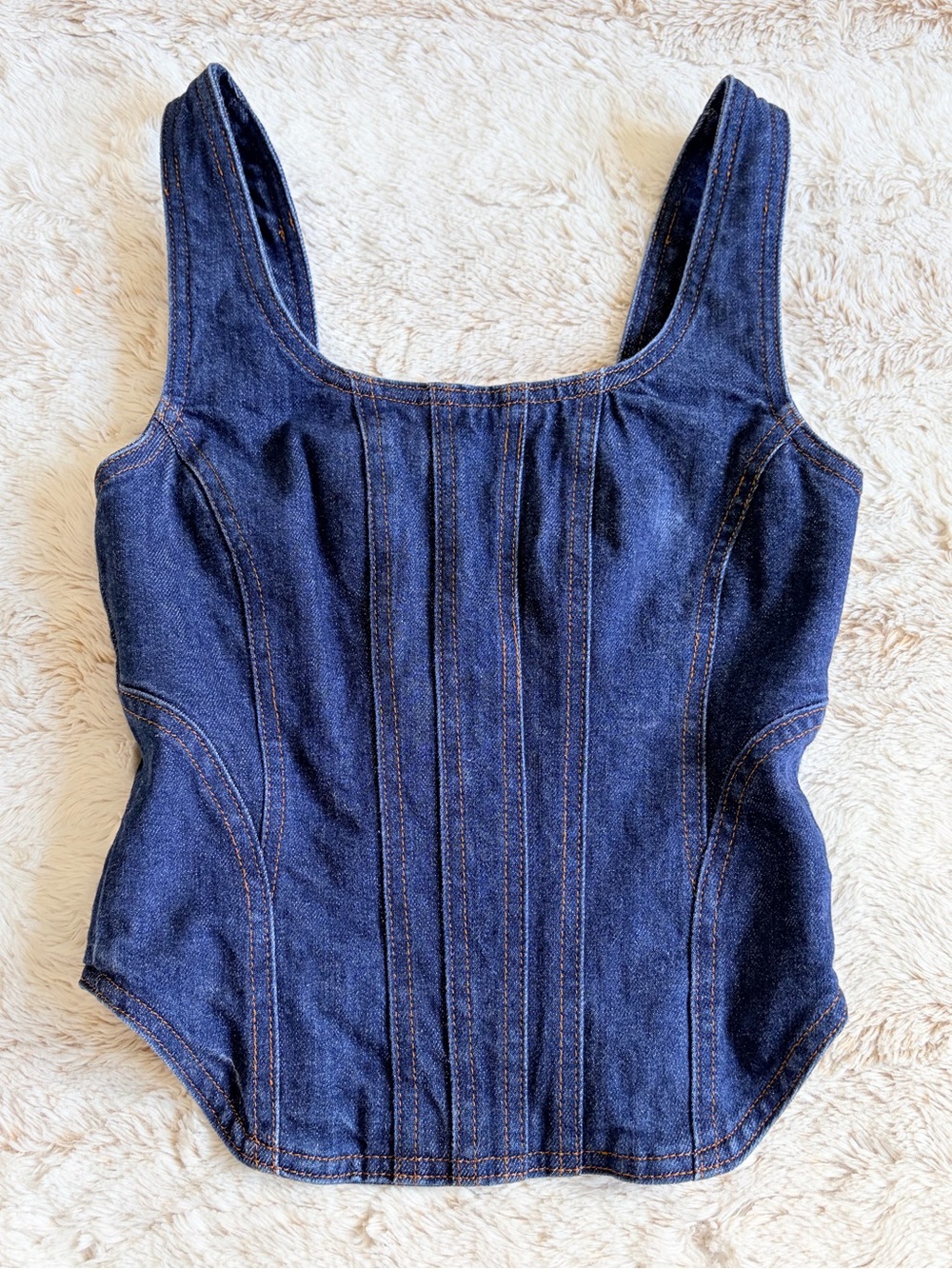 Aritzia Denim Forum The Nikki Denim Bustier Dark Indigo Corset Y2K Top Going Out
